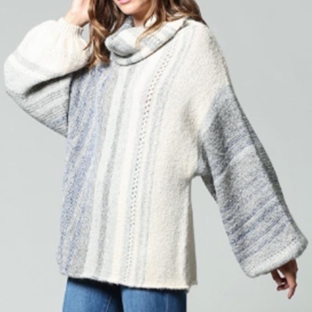 Fate mohair alpaca blend cowl neck sweater wide balloon sleeves M
